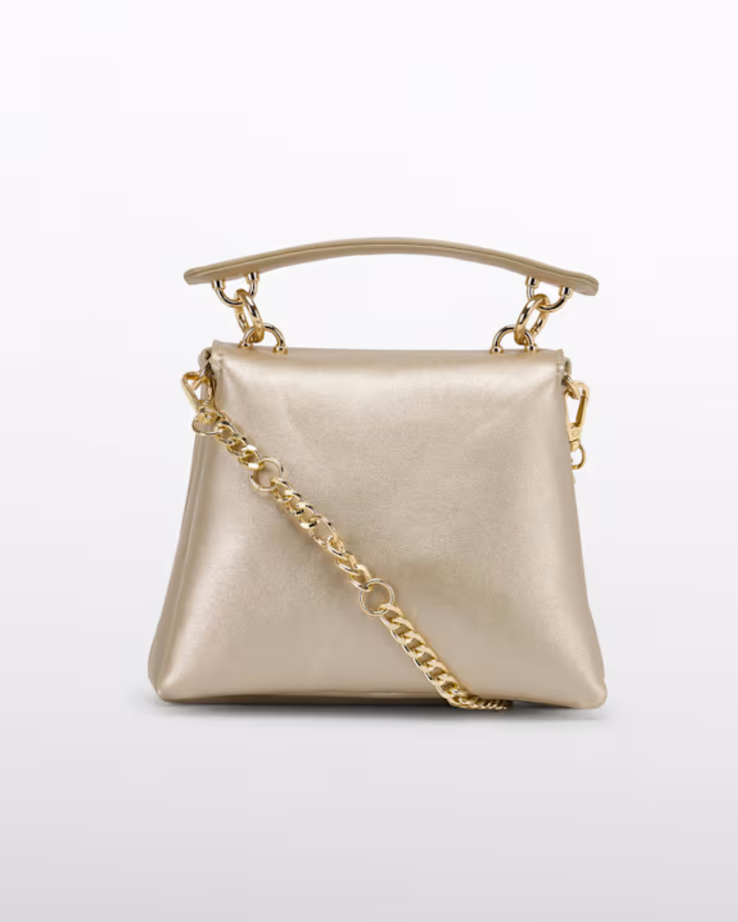 Bolso Trapecio Color Champagne, hebilla dorada