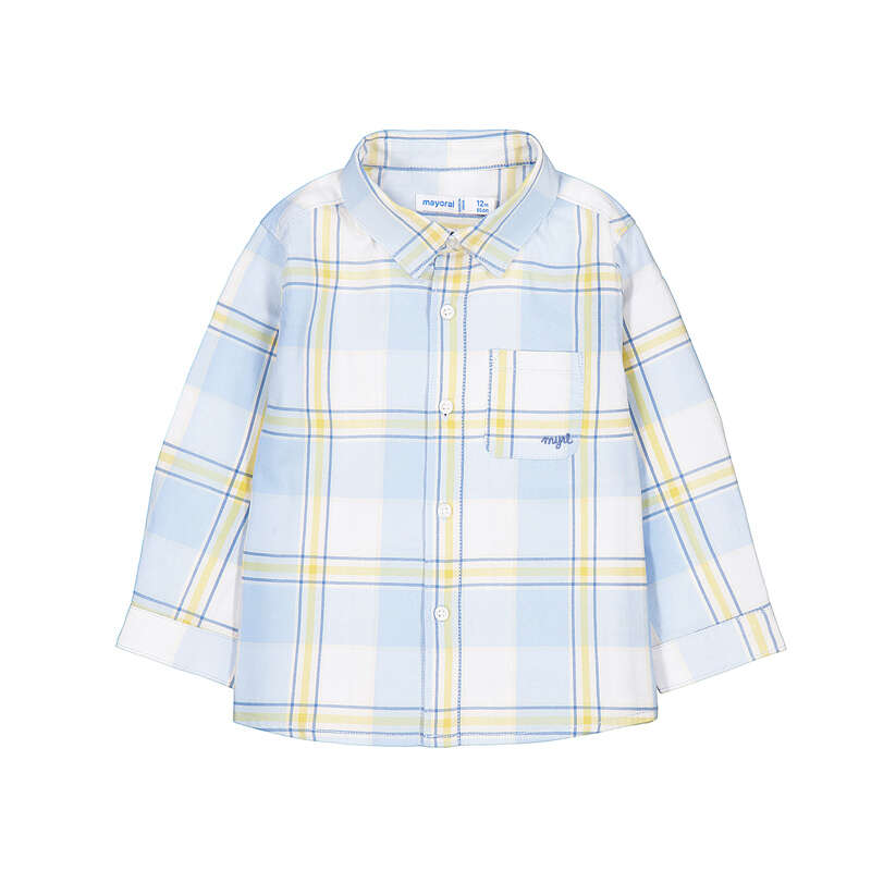 Camisa de manga larga viella cuadros azul lluvia