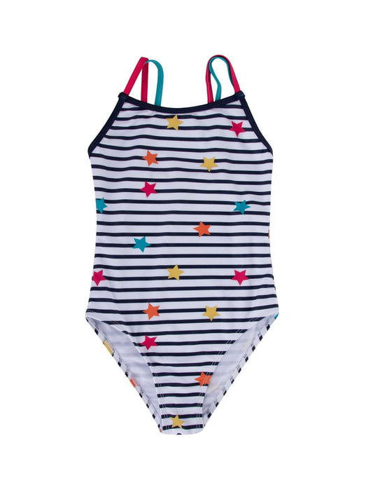 bañador rayas blanco estrellas de colores