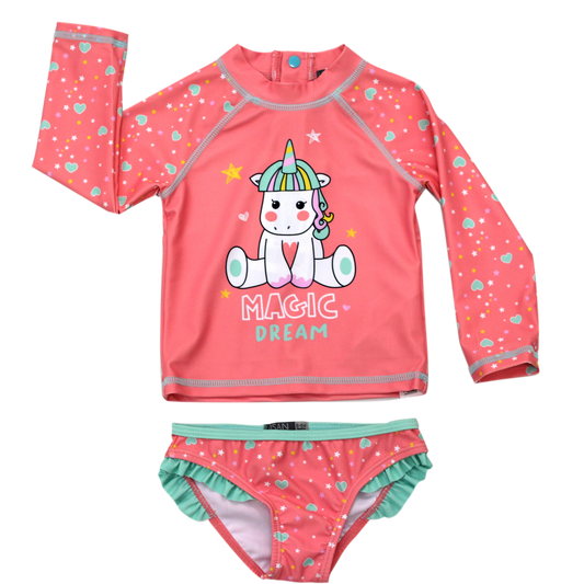 set de baño unicornio UPF40 coral