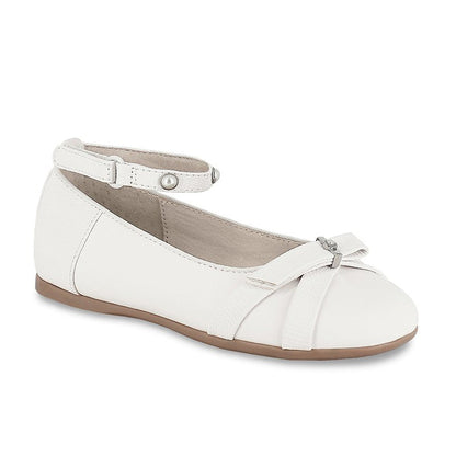 zapato blanco 2 tiras cruz centro perlas