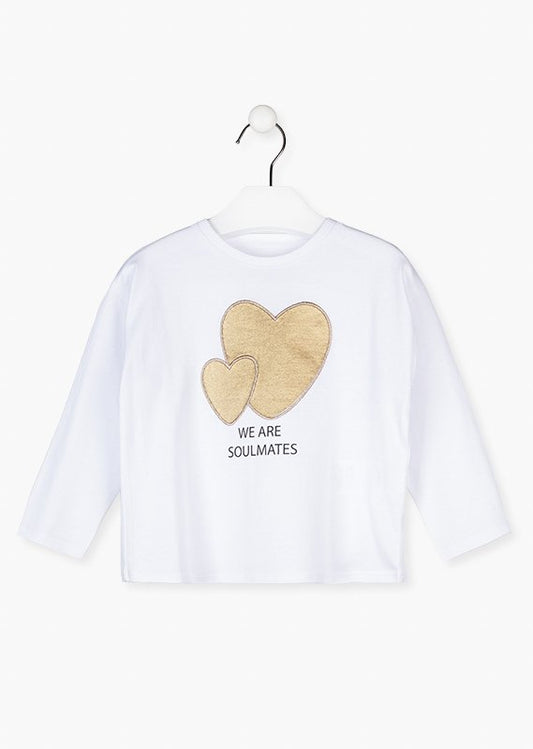 camiseta manga larga 2 corazones dorados