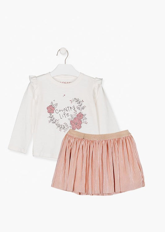 set camiseta con falda plisada