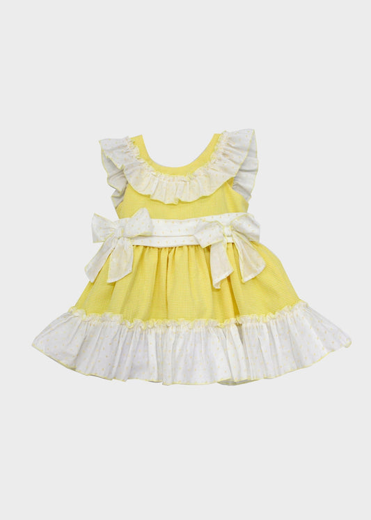 vestido amarillo, olanes.