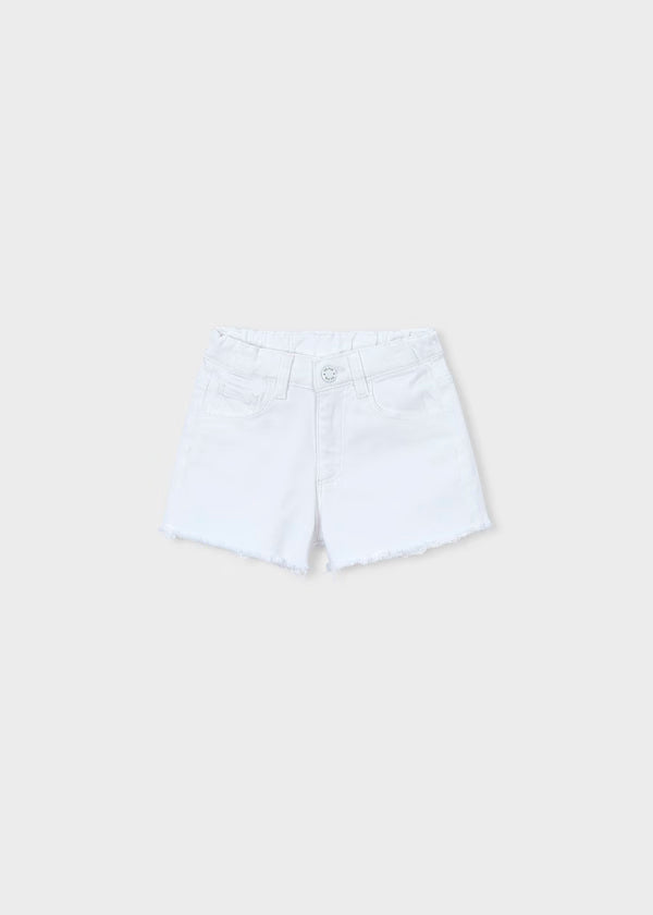 Short corto básico denim blanco, niña