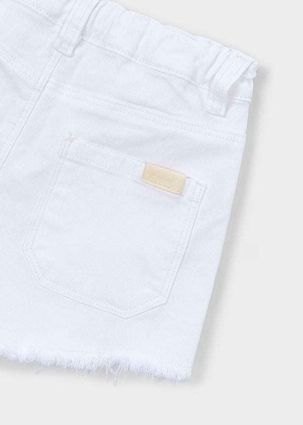 Short corto básico denim blanco, niña