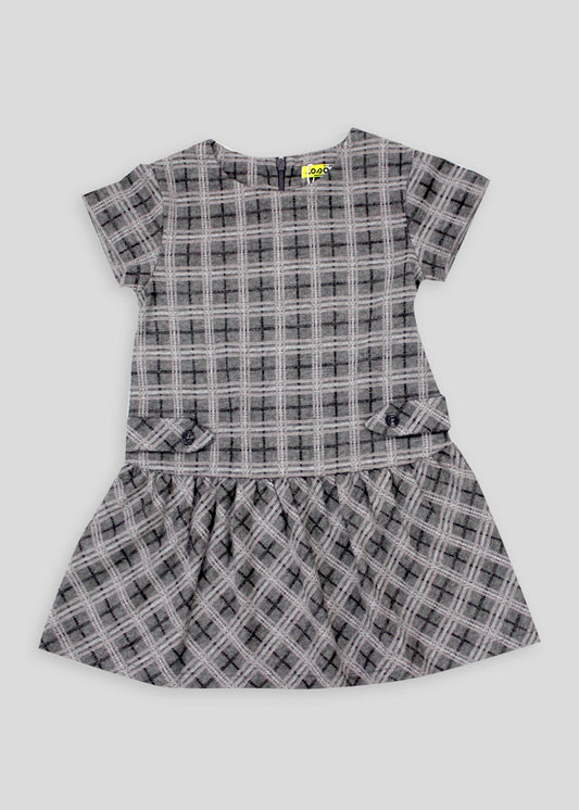 Vestido manga corta estilo chemisse gris