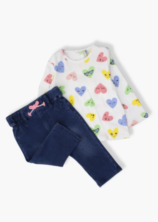 set camiseta manga larga con leggins tipo denim