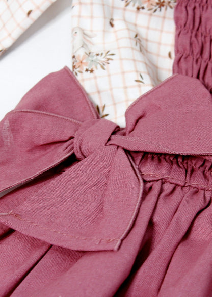 vestido crepe rosa tirantes y camisa beige, marca babiné