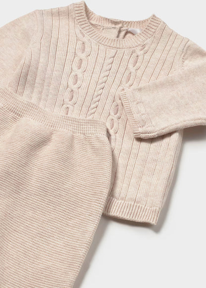 Conjunto 3 piezas tricot Jersey + Polaina + Gorro milk