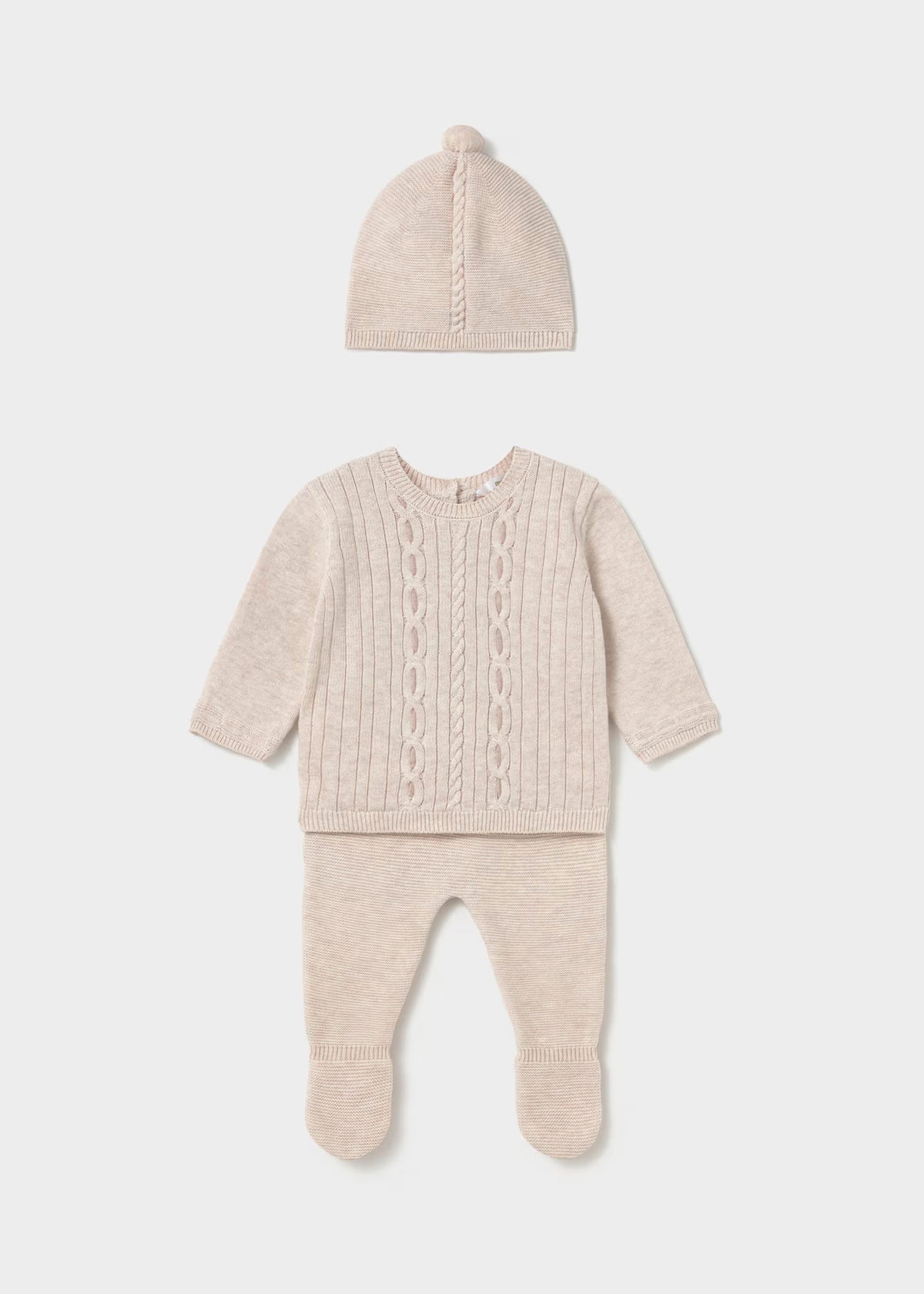 Conjunto 3 piezas tricot Jersey + Polaina + Gorro milk