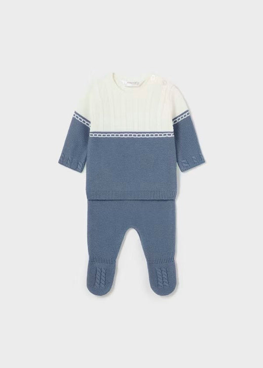 conjunto pantalón y jersey color azul, para bebé