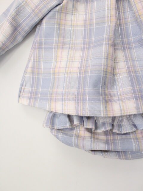 conjunto vestido cuadros cruzado con volante colores pastel