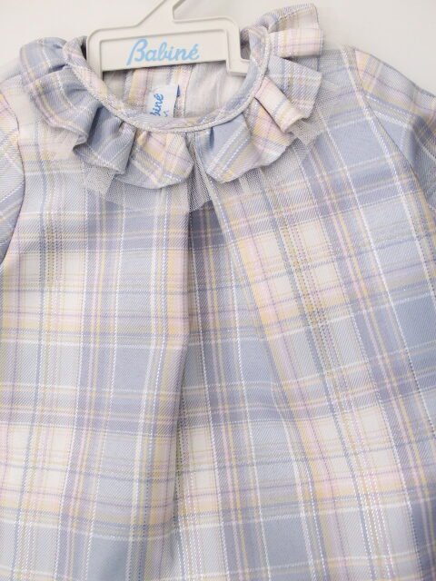 conjunto vestido cuadros cruzado con volante colores pastel