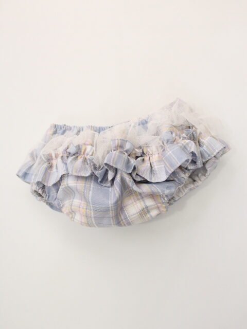 conjunto vestido cuadros cruzado con volante colores pastel