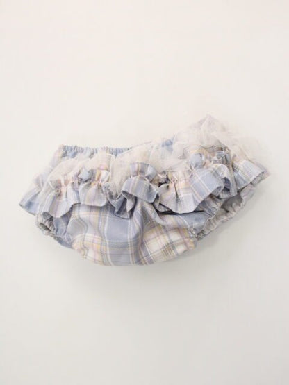 conjunto vestido cuadros cruzado con volante colores pastel