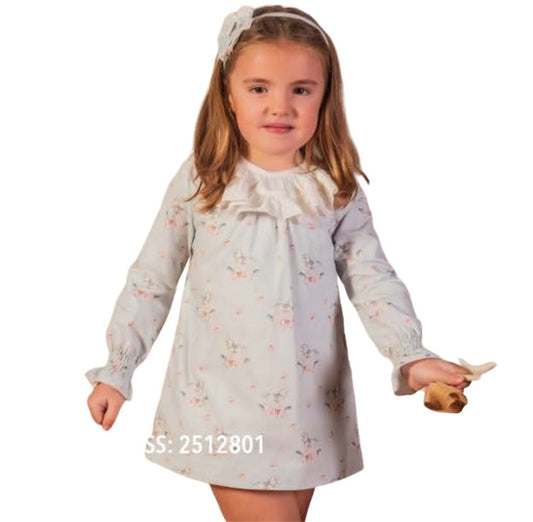 vestido recto cuello doble fruncido