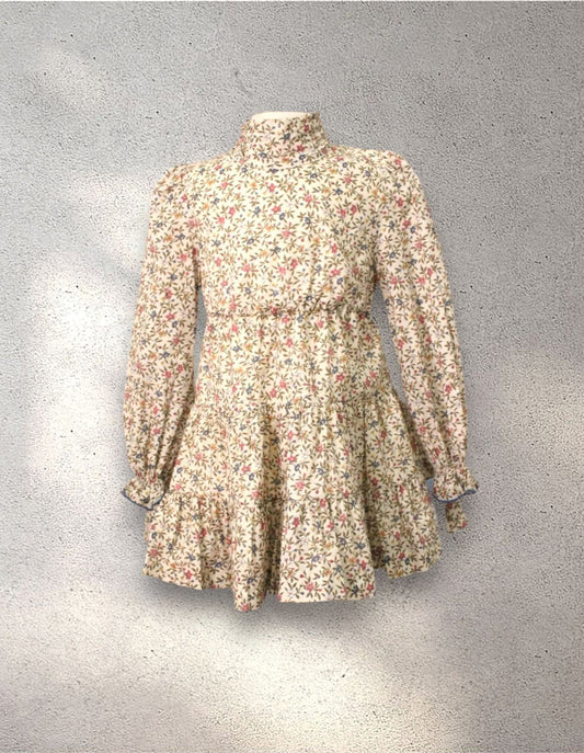 vestido con volantes canasteros, estampado de flores