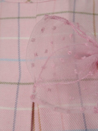 Vestido recto con mangas traslucidas de tul plumeti, rosa