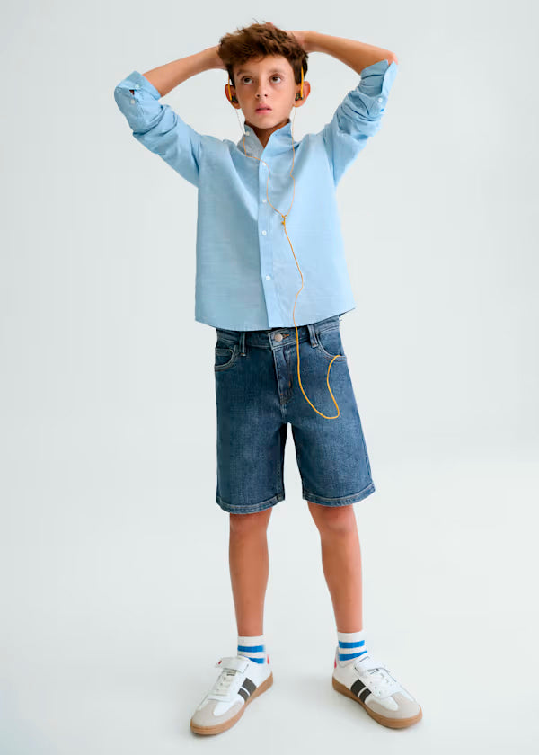 Bermuda vaquera denim azul básica chico