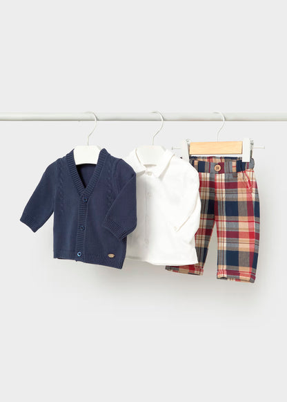 Conjunto 3 piezas: Cardigan + Pantalon + Camisa