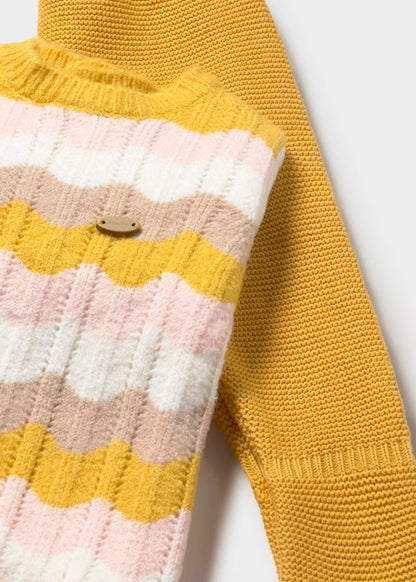 Conjunto 3 piezas, jersey, pantalón y gorro tricot, amarillo manzanilla