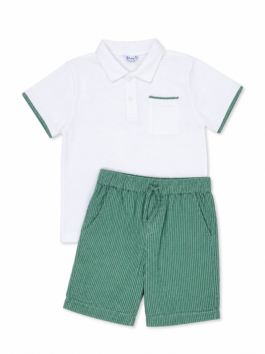Conjunto Camiseta Polo Y Short Algodón a Rayas