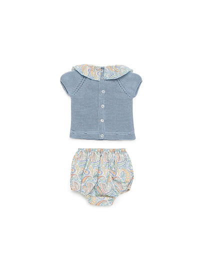 Conjunto bragas cachemira y parte superior punto azul