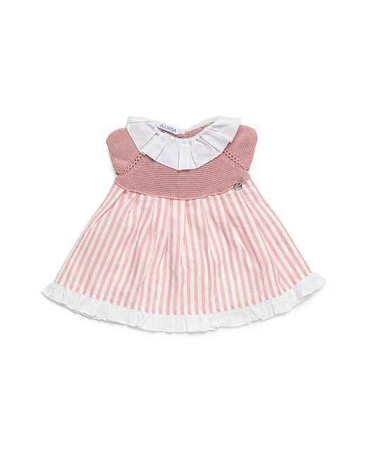 Vestido talle tejido maquillaje, falda a rayas