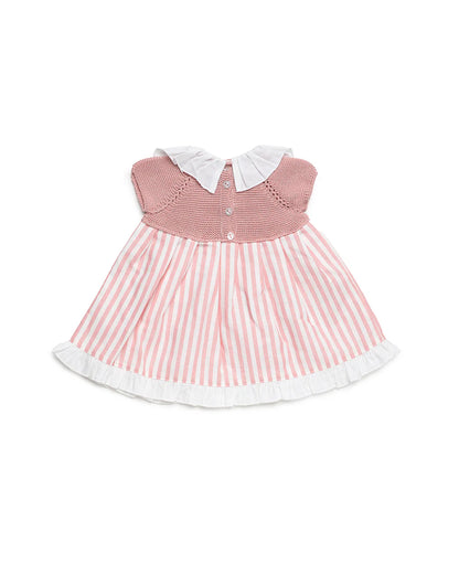 Vestido talle tejido maquillaje, falda a rayas