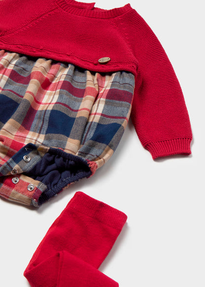 Conjunto Pelele corto + mallas rojo