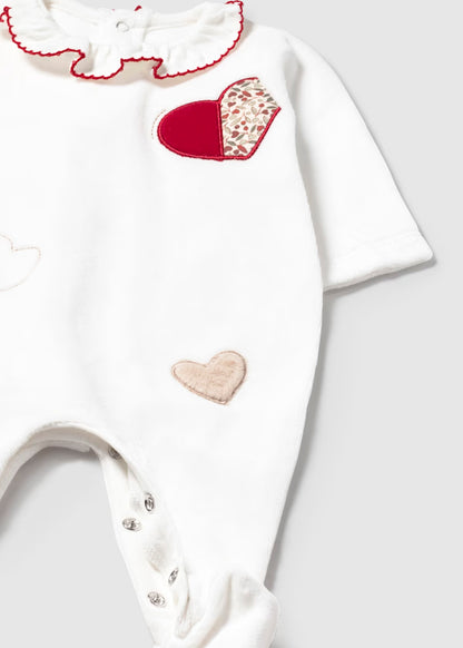 Pelele terciopelo de manga larga color crudo