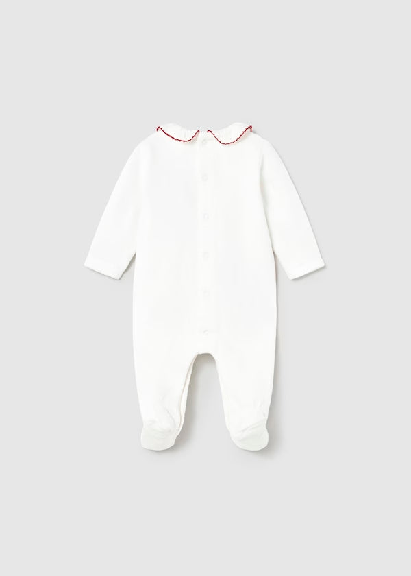 Pelele terciopelo de manga larga color crudo