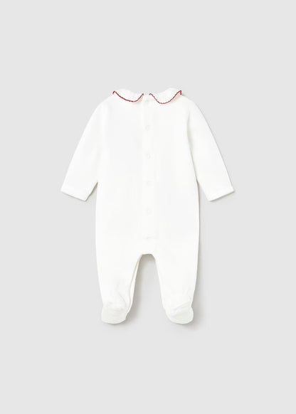 Pelele terciopelo de manga larga color crudo