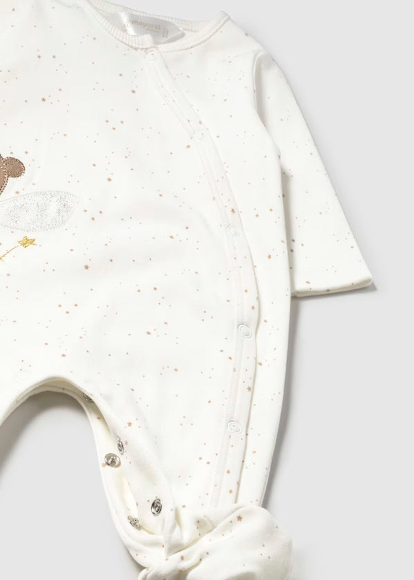 Pelele algodón de manga larga color crudo