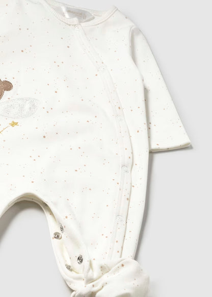 Pelele algodón de manga larga color crudo