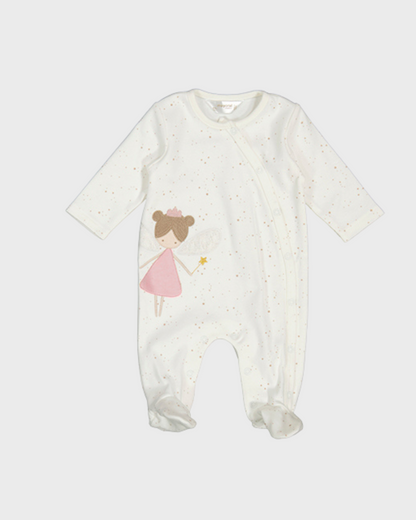 Pelele algodón de manga larga color crudo