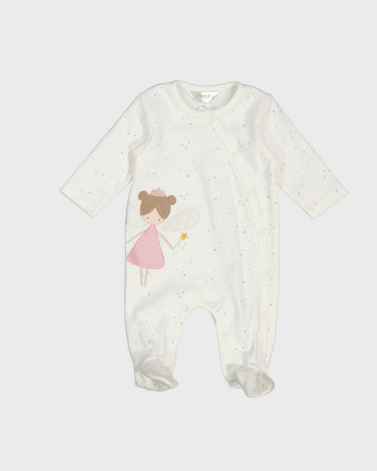 Pelele algodón de manga larga color crudo