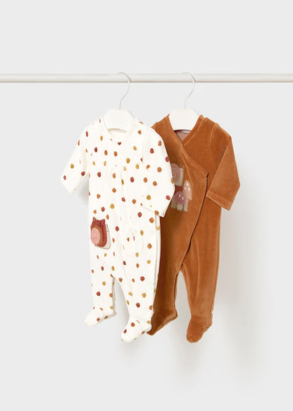 Pelele terciopelo de manga larga color crudo