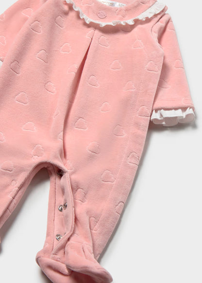 Pelele manga larga rosa terciopelo