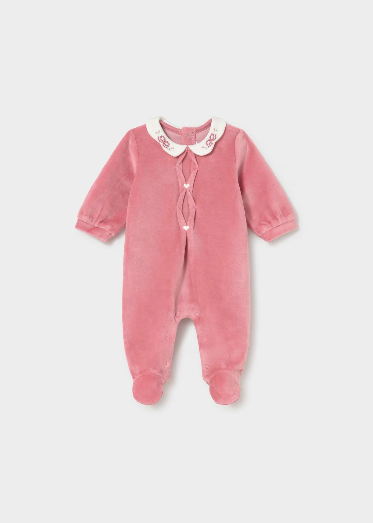Pelele manga larga terciopelo rosa cipria