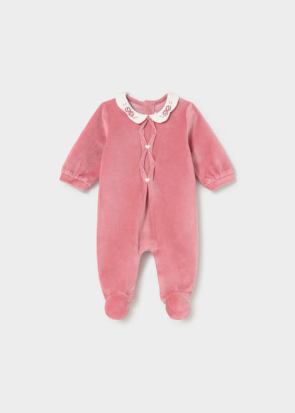 Pelele manga larga terciopelo rosa cipria