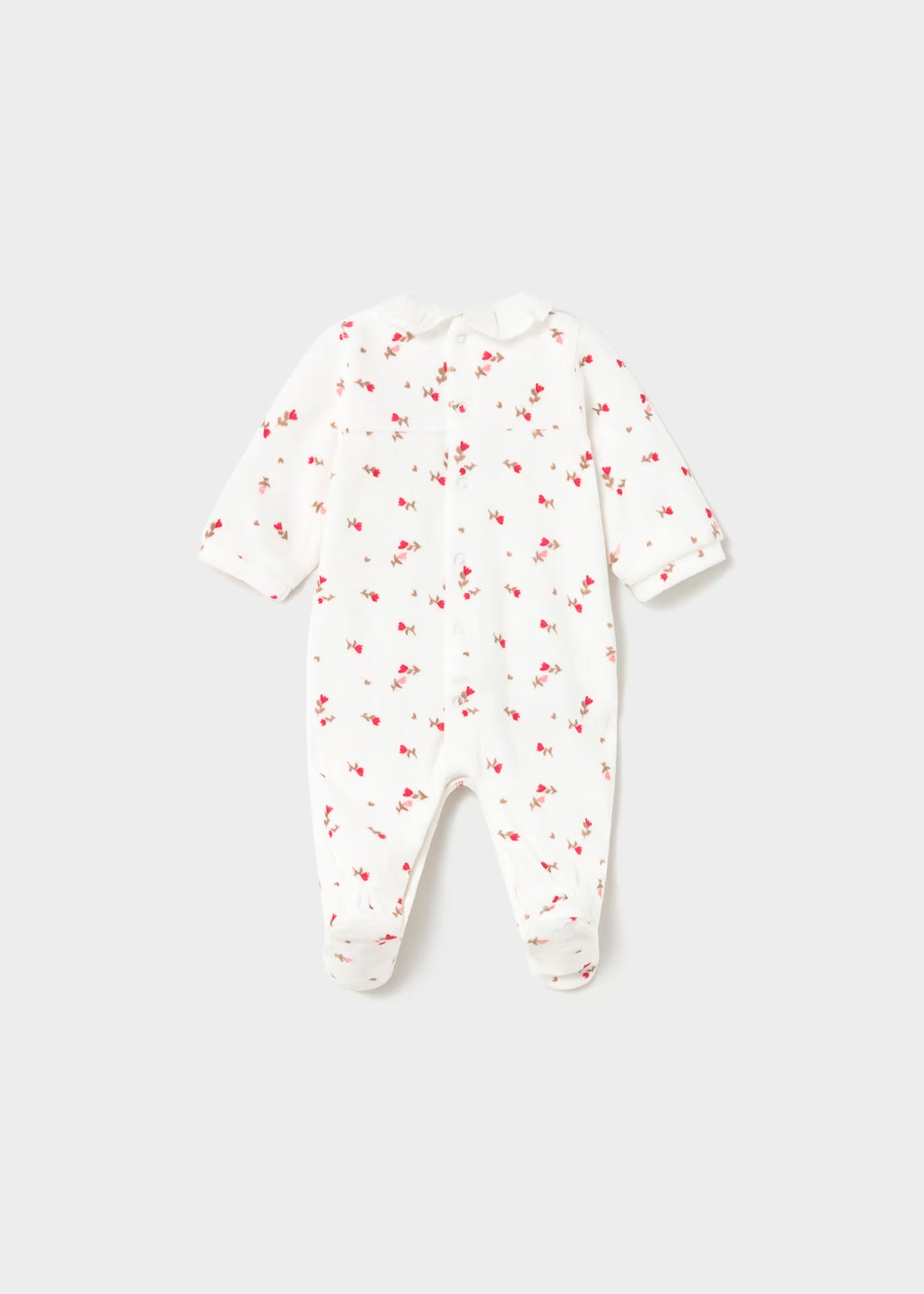 Pelele terciopelo color blanco con flores rojas