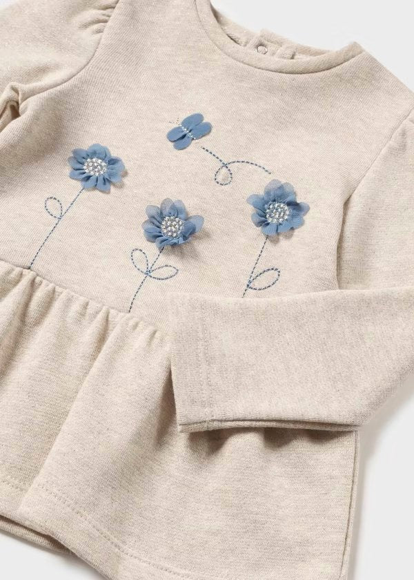 conjunto jersey y leggins gris azul para niña