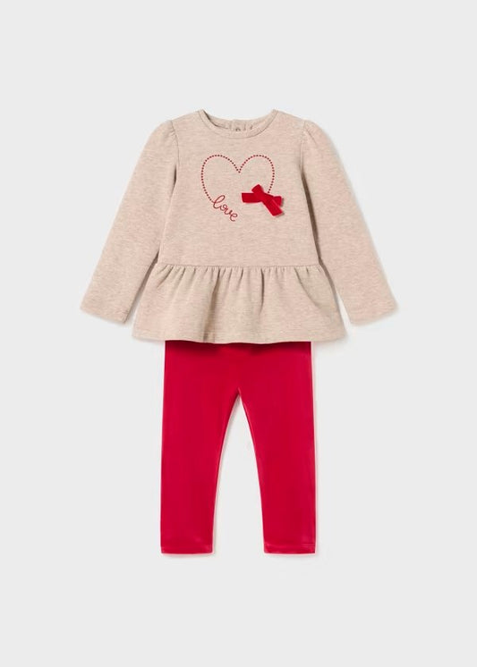conjunto jersey y leggins terciopelo rojo, mayoral