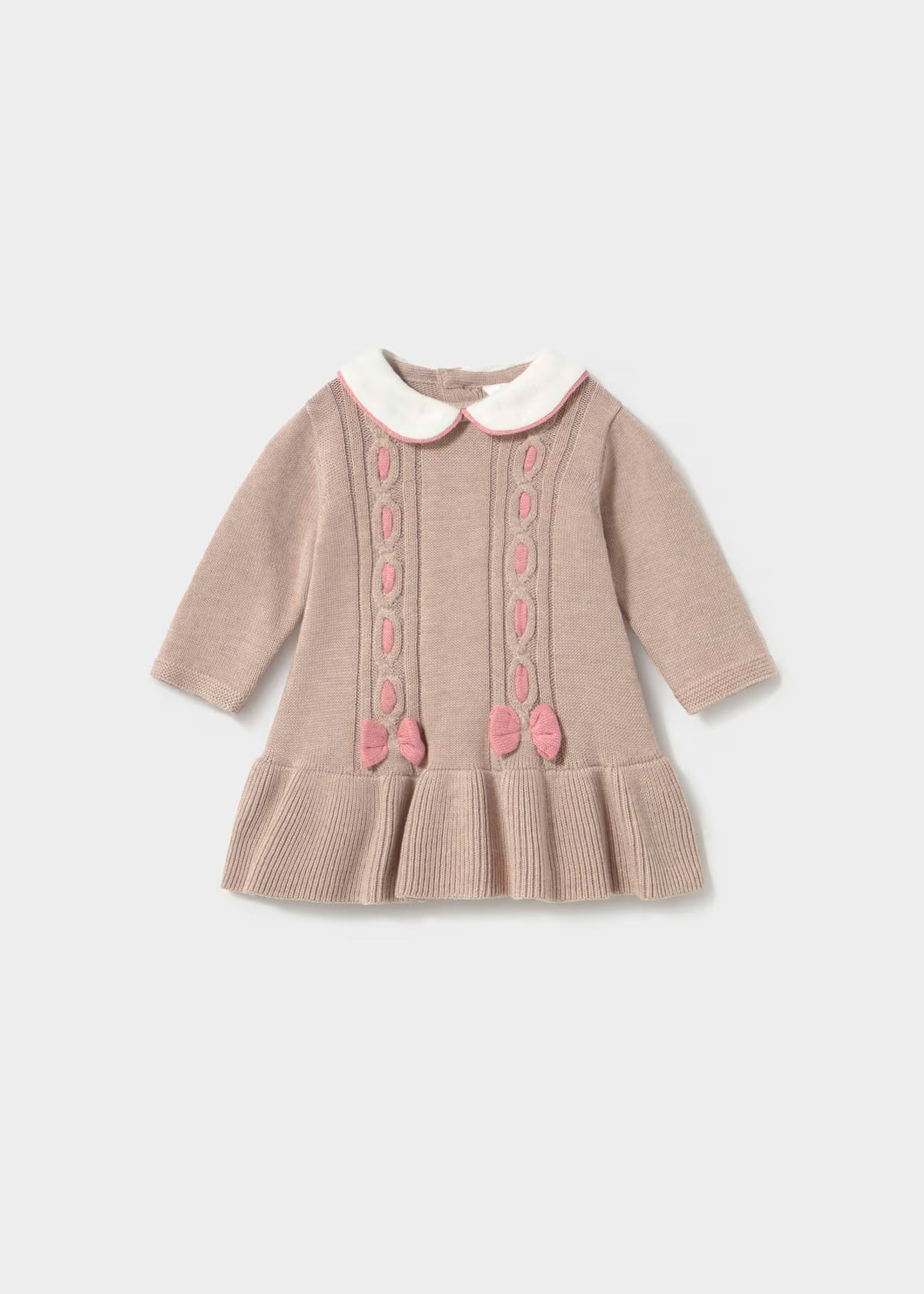 vestido tricot moca moño rosa