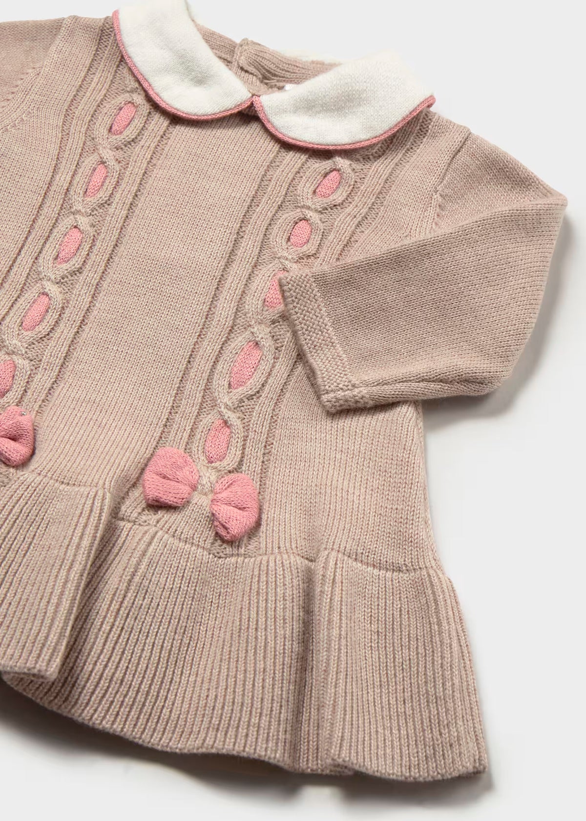 vestido tricot moca moño rosa