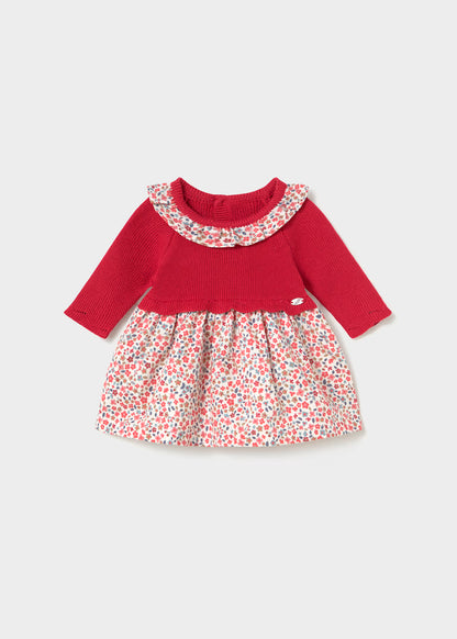 vestido tricot combinado color rojo