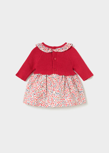 vestido tricot combinado color rojo