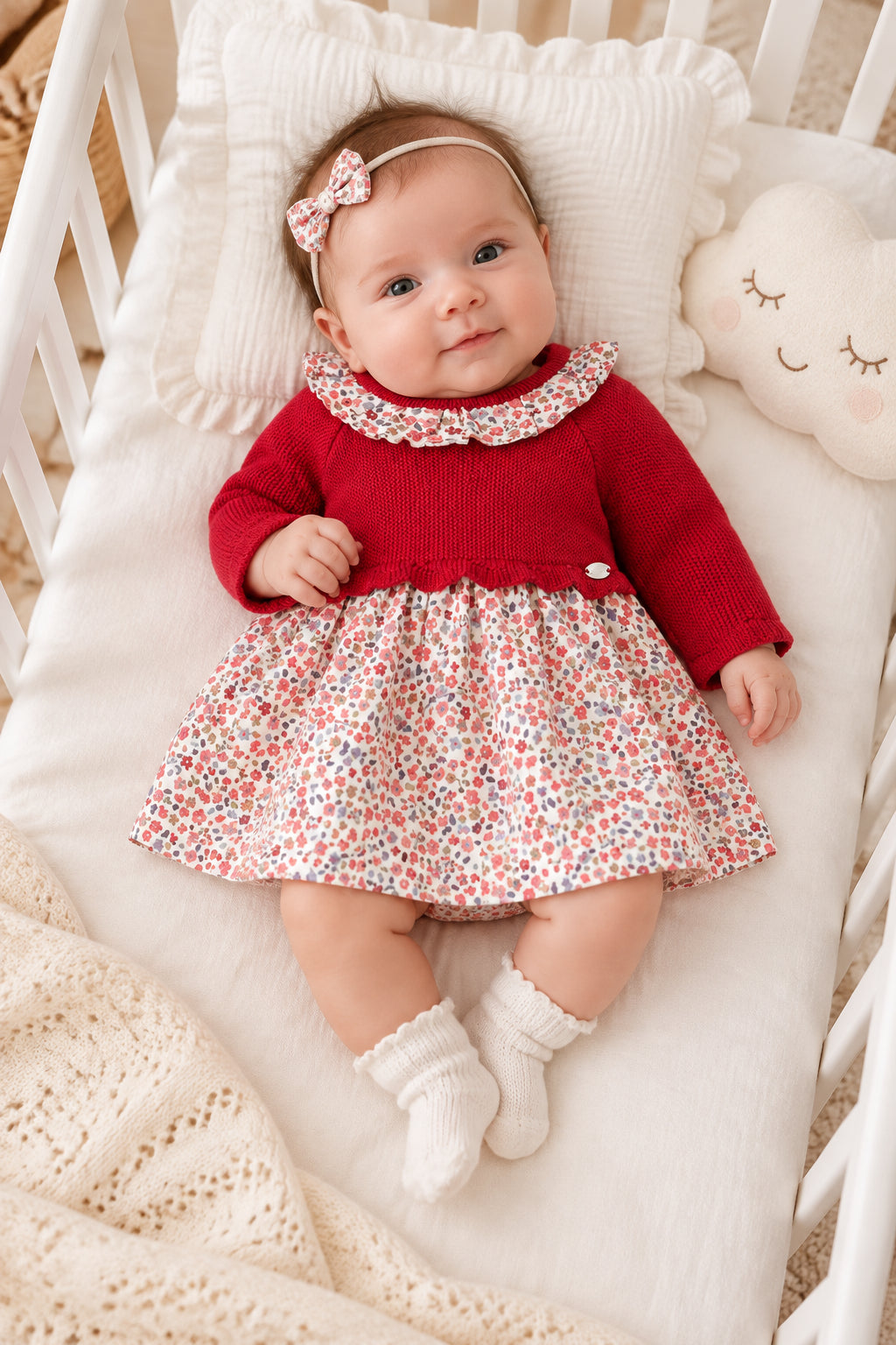 vestido tricot combinado color rojo